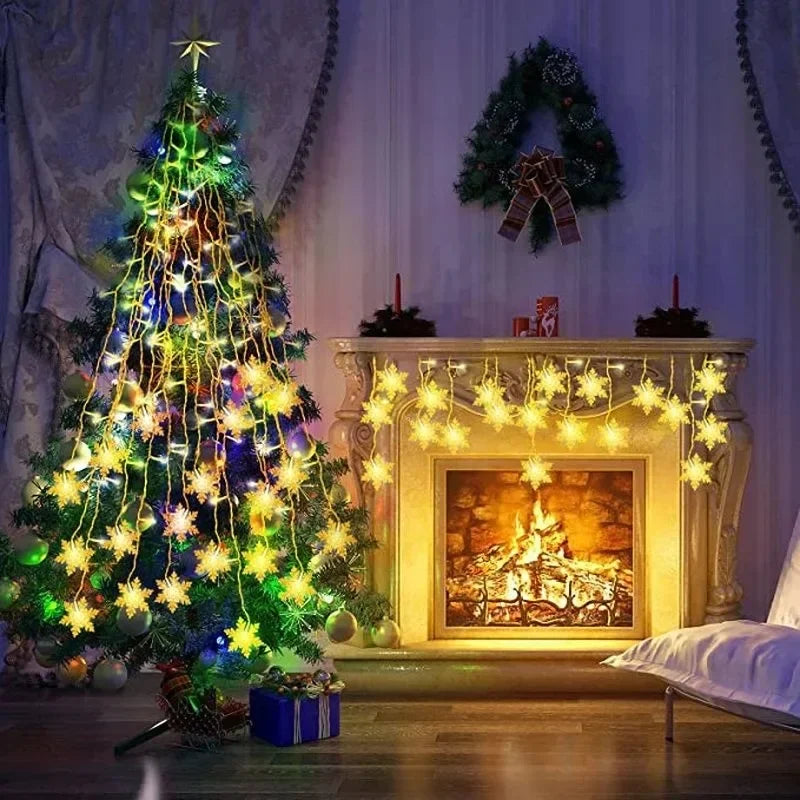 Varal em LED Flocos de Neve