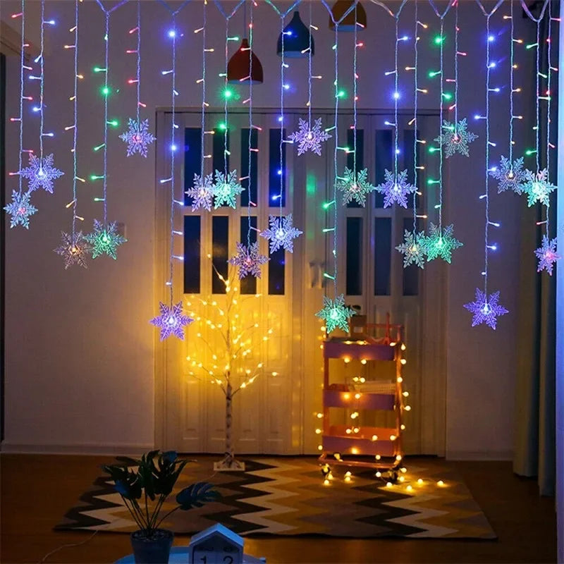 Varal em LED Flocos de Neve