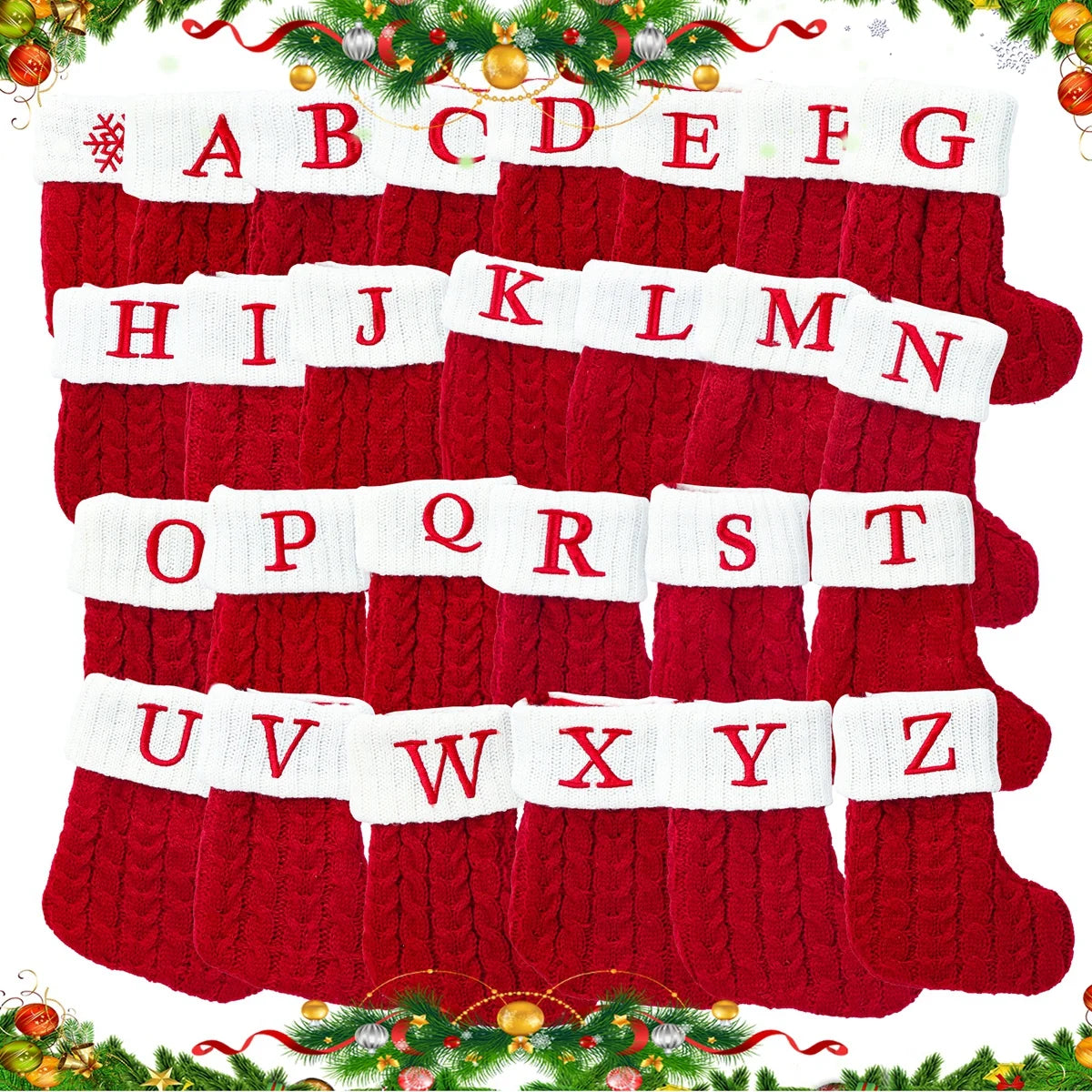 Meias Decorativas de Natal Personalizadas A-Z