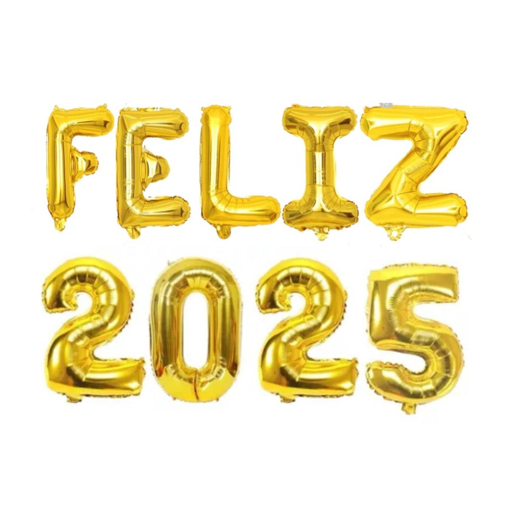 Balão Feliz 2025 Dourado
