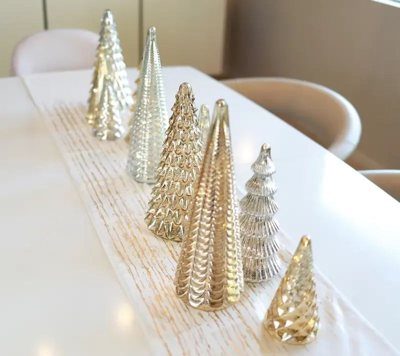 Kit 5 Árvores Decorativas Iluminadas de Vidro Mercúrio