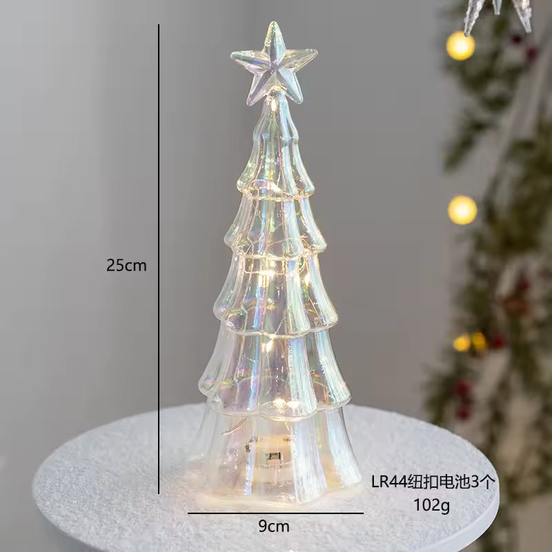 Mini Árvore de natal em vidro com LED