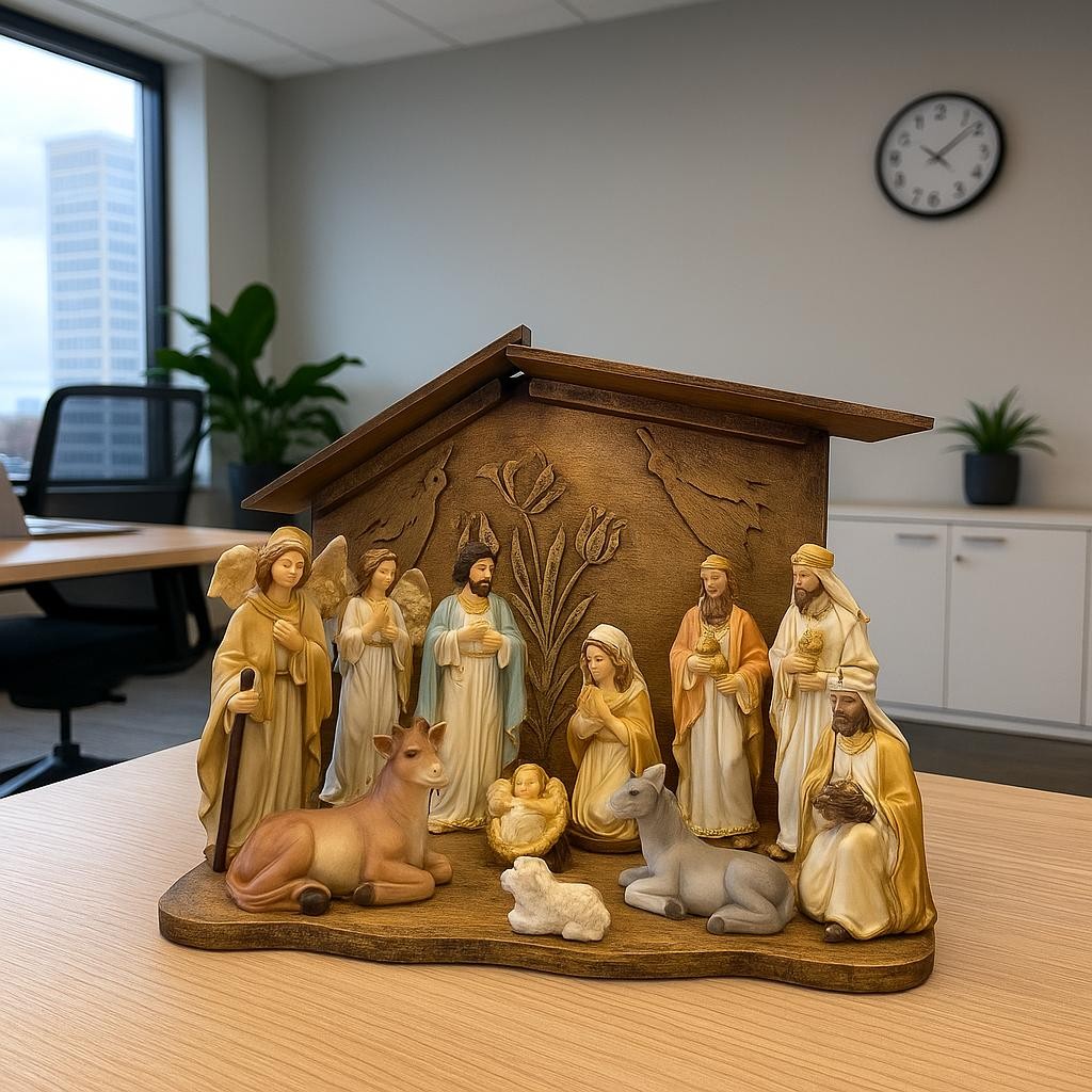 Presépio decoração Natal com Suporte 11 Peças 13cm Resina
