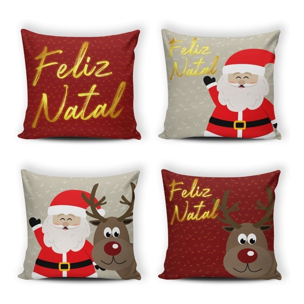 04 Capas de Almofadas Feliz Natal