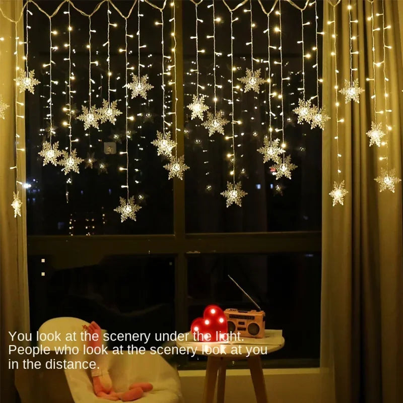 Varal em LED Flocos de Neve