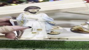 Presépio Natal em resina lindo três peças Jesus Maria José e Casinha Presépio