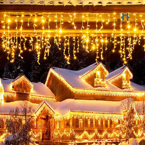 Cascata Natal 400 Lâmpadas LED Com 8 funções ou Fixo Fio Branco Pisca Pisca V8