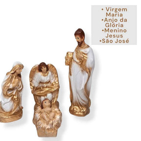 Presépio De Natal Completo Gesso C/ Pó Mármore 20cm 14 peças Lindo Promoção