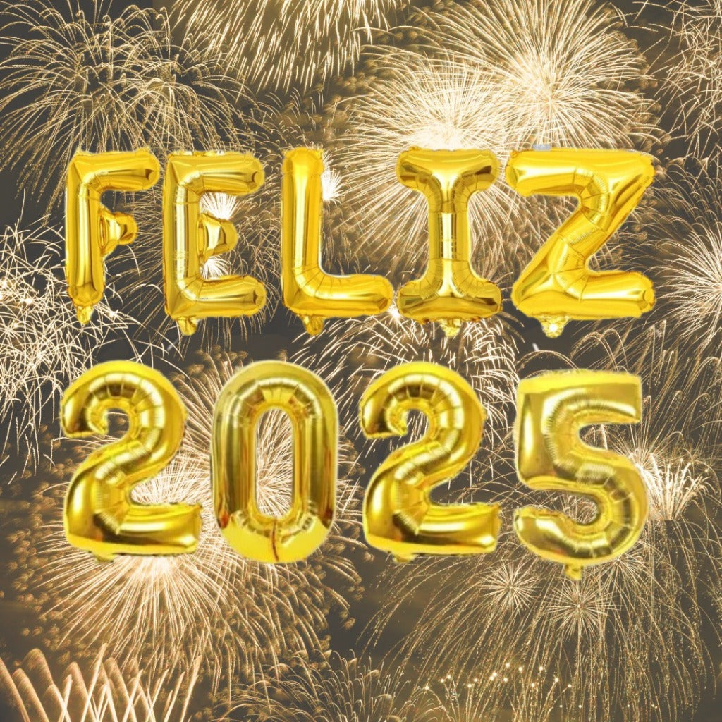 Balão Feliz 2025 Dourado