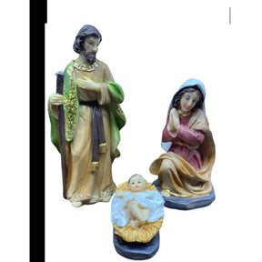Presépio Natal em resina lindo três peças Jesus Maria José e Casinha Presépio