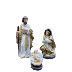 Presépio Natal em resina lindo três peças Jesus Maria José e Casinha Presépio