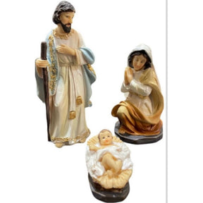 Presépio Natal em resina lindo três peças Jesus Maria José e Casinha Presépio
