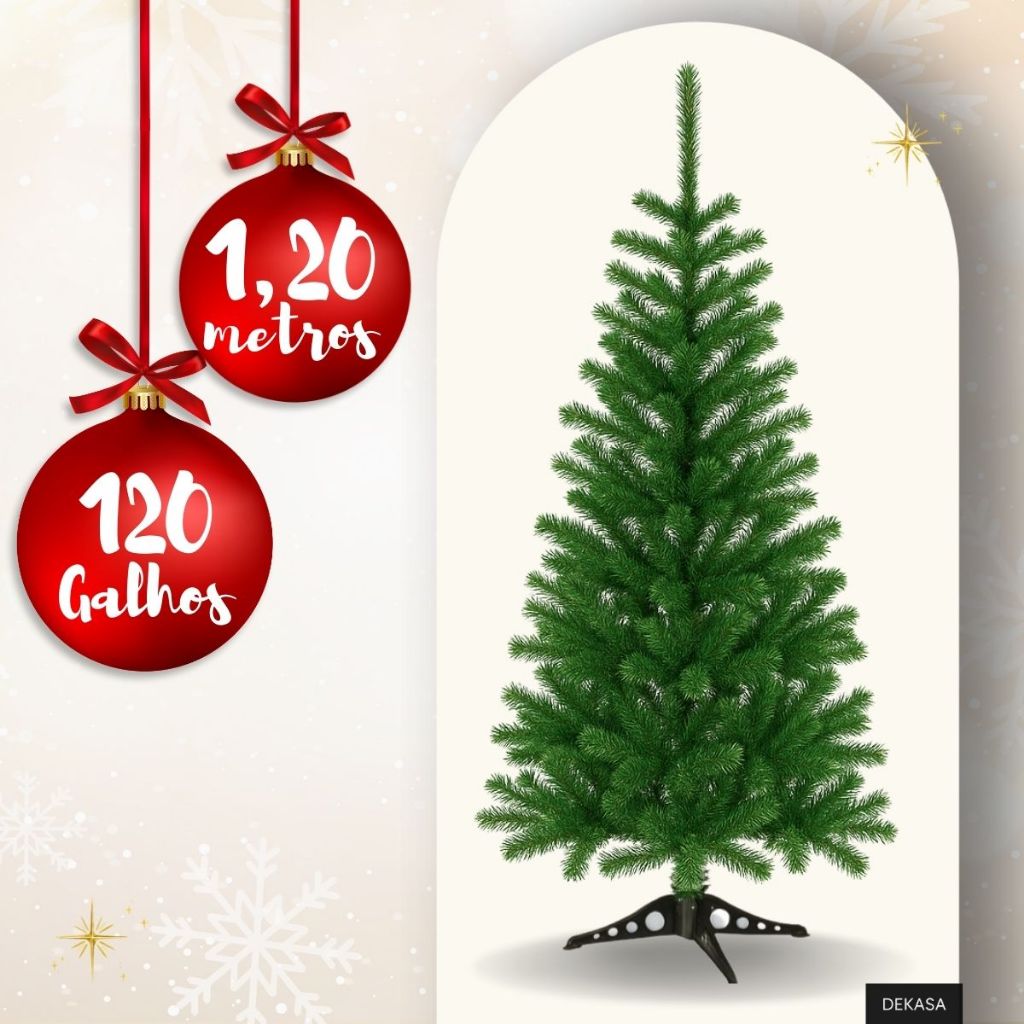 Arvore de Natal 120cm 120 Galhos Verde Decoração Pinheiro Canadense
