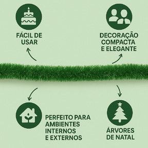 Kit 10 Peças Festão Verde Enfeite De Natal 2m Decoração Festa Promoção 8CM - Envio Imediato