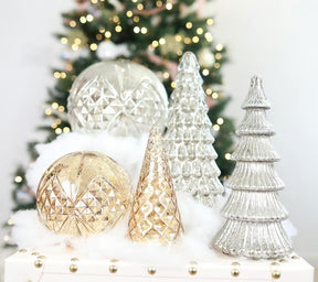 Kit 5 Árvores Decorativas Iluminadas de Vidro Mercúrio
