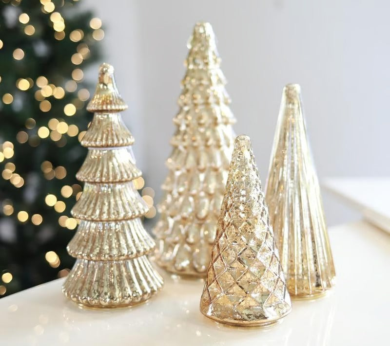 Kit 5 Árvores Decorativas Iluminadas de Vidro Mercúrio