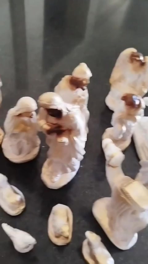 Presépio de Natal 15 Peças 20x8cm Gesso com Pò de Mármore Menino Jesus