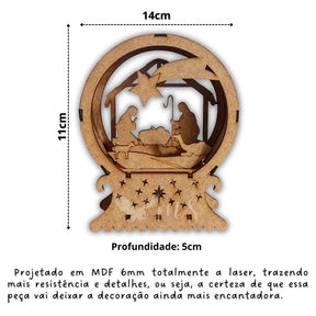 Luminária Led Presépio Mdf Lembrança Presente de Natal