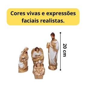 Presépio de Natal 15 Peças 20x8cm Gesso com Pò de Mármore Menino Jesus