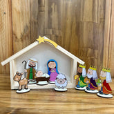 Presépio de Natal Sagrada Família Presépio de Natal Completo em Madeira Presépio Lúdico Crianças